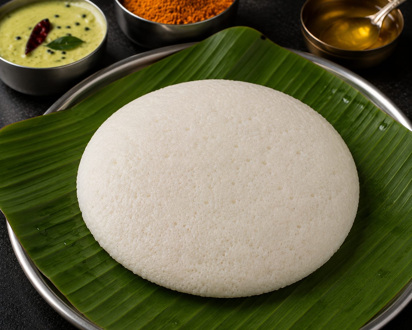 Thatte Idli — Flat Bangalore-style idli, extra-soft.